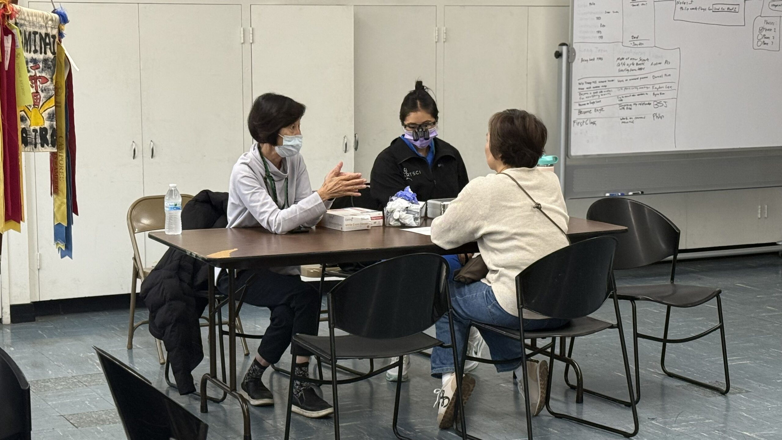 JoAnn Hirose, our dental hygienist on the left, and Dr. Matsuura, our dentist on the right wearing loops.